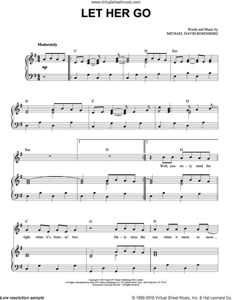 Passenger Let Her Go Sheet Music For Voice And Piano Pdf