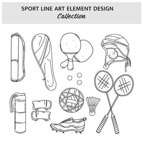 Premium Vector Set Of Sport Equipment Hand Drawn Vector Illustration