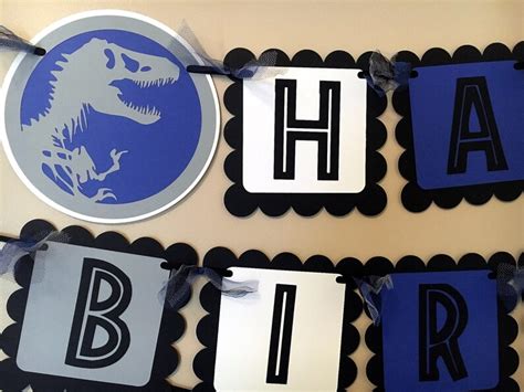 Jurassic World Jurassic Park Inspired Happy Birthday Banner Etsy
