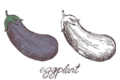 Premium Vector Eggplant Vegetable Hand Drawn Vector Llustration