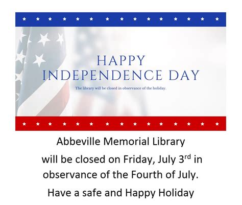 Library Closure For Holiday Abbeville Memorial Library