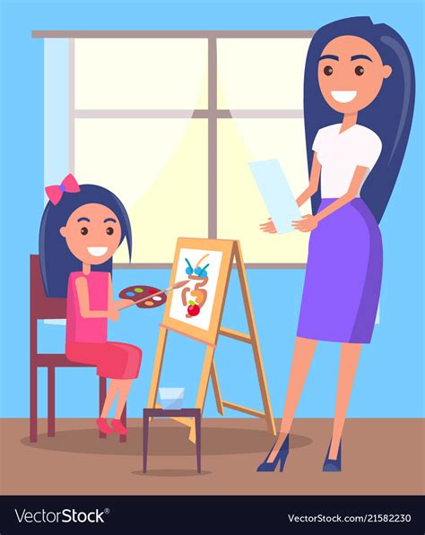 Lesson Of Drawing In Arts Class Poster Royalty Free Vector