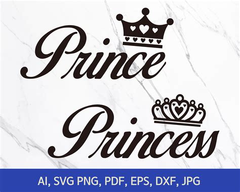Prince And Princess Svg Prince Svg Princess Svg Crown Svg Etsy