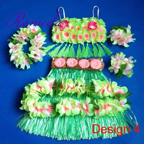 New Arrived Hawaiian Hula Grass Skirt Lei Set Headwear Necklace