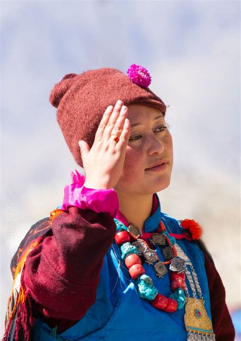 Ladakhi Woman Charming Smiling Ladakhi Woman In National Clothing On