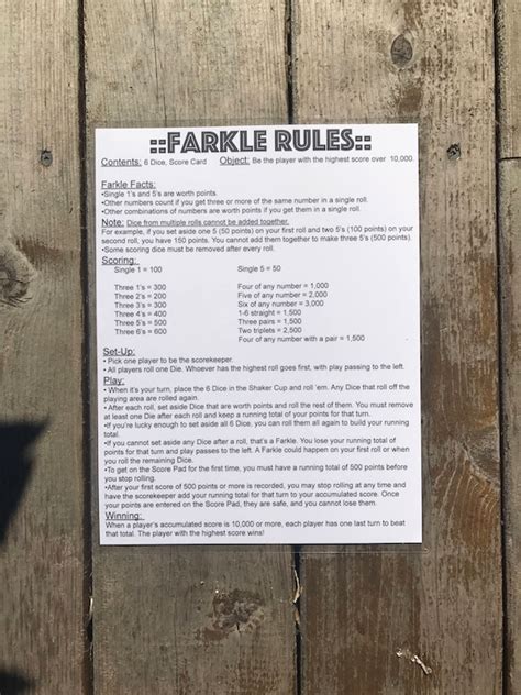 Rules For Farkle Printable Customize And Print
