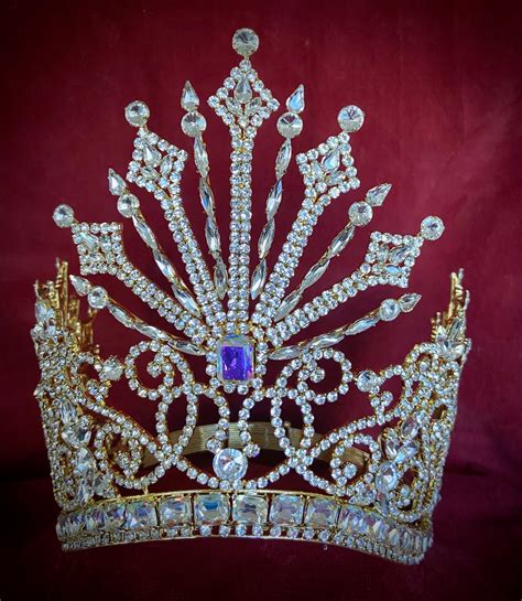 Beauty Pageant Rhinestone Crown Tsarina Alexandra Fedorovna Gold Roman