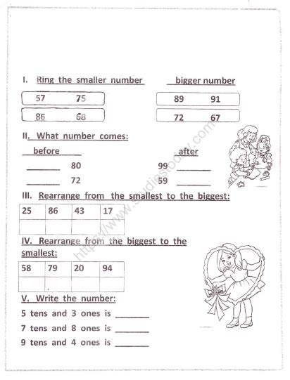 Cbse Class 1 Maths Numbers Upto 100 Worksheet