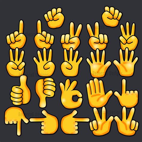 Finger Counting Hands Clip Art Emoji Style Hand Signals Clip Art