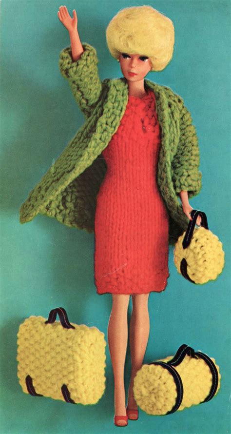The Vintage Pattern Files 1960s Knitting Barbie Doll Travel Ensemble