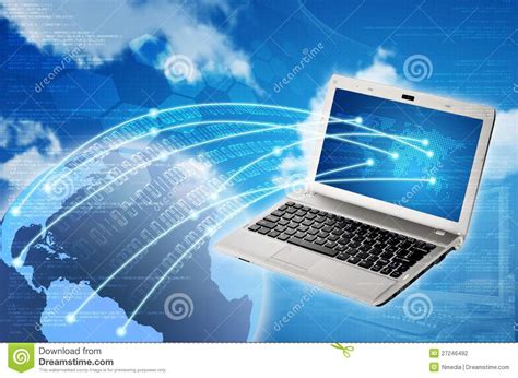 Laptop To Worldwide Connection Stock Photography - Image: 27246492
