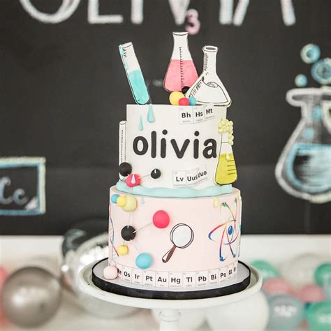 Science Lab Birthday Cake With Beakers Test Tubes Magnifying Glass Sciencelabparty