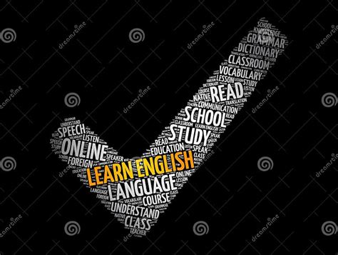 Learn English Check Mark Word Cloud Collage Education Concept