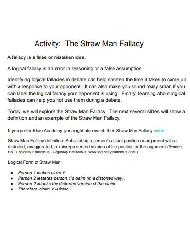 Straw Man Fallacy 20 Examples Format How To Determine Pdf