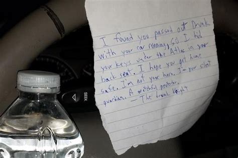 Watch Drunk Knight Leaves Note For Sleeping Driver