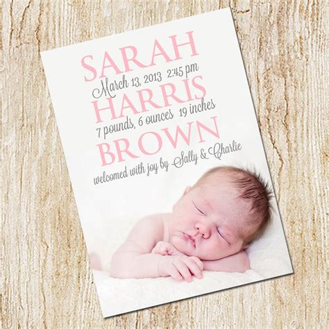 Photo Birth Announcement Card Digital File Or Printed Cards