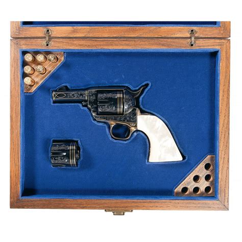 Cased Engraved Third Generation Colt Sheriffs Model Single Action Revolver