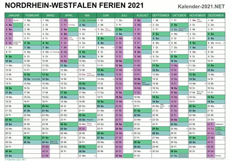 Alle kalenderwochen (kw) für 2021. FERIEN Nordrhein-Westfalen 2021 - Ferienkalender & Übersicht