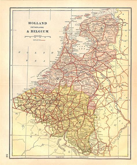 holland netherlands belgium antique map 1895