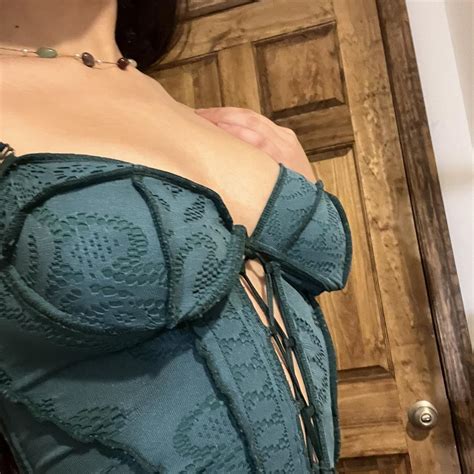 Urban Outfitters Women S Green And Black Corset Depop
