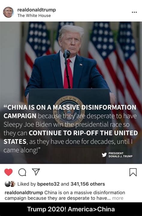 Realdonaldtrump The White House China Is On A Massive Disinformation