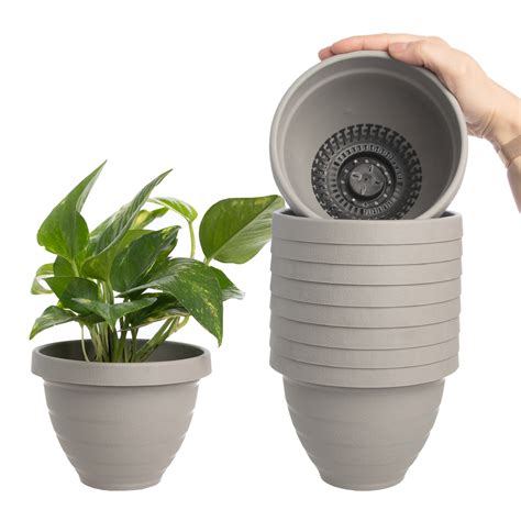 10pk Self Watering 6 Planters Indoor Or Outdoor Flower Pots Plastic