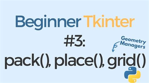 Tkinter Tutorial For Beginners Layout Managers Position With Pack Place Grid Youtube