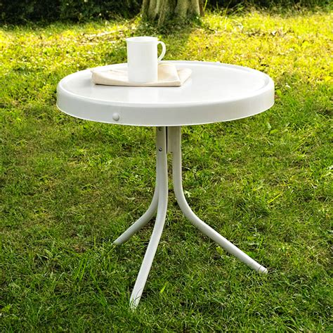 Crosley Outdoor Retro Metal Side Table White