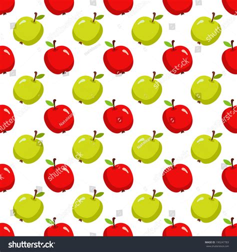 Seamless Pattern Cartoon Apples On White Stock Vector 190247783