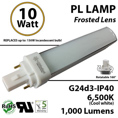 Shop the top 25 most popular 1 at the best prices! 10W PL LED Bulb lamp 1000Lm 6500K G24-d3 IP40 Frosted UL ...
