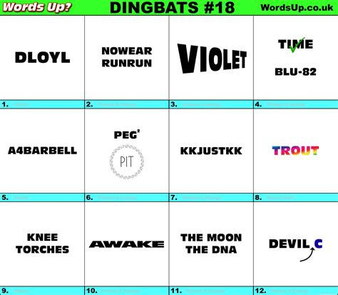 Dingbats Quiz 18 Find The Answers To Over 730 Dingbats Words Up Games