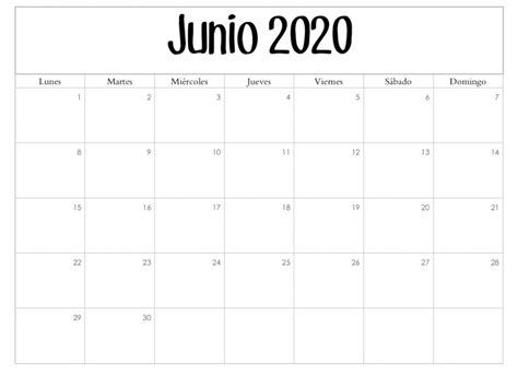 Pin En Calendario Junio 2020