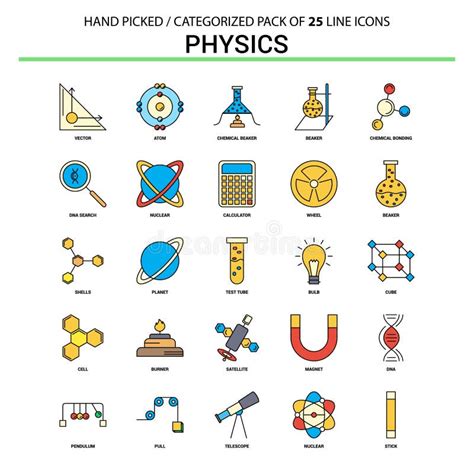 Physics Flat Line Icon Set Business Concept Icons Design Stock Vector Illustration Of Book