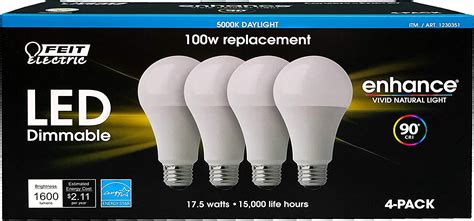 Feit Dimmable Led 5000k Daylight 4 Pack 100w Replacement 175w Led