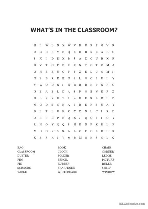 Classroom Object Word Search Wor English Esl Worksheets Pdf And Doc