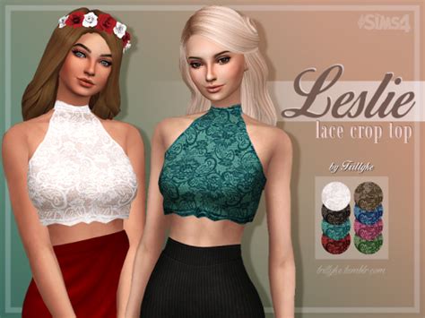 My Sims 4 Blog Leslie Lace Crop Top By Trillyke