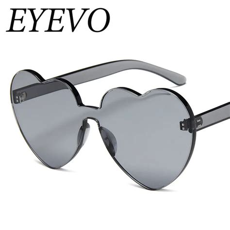 Brand New Fashion Love Heart Shape Sunglasses Rimless Frame Tint Clear Lens Colorful Sun Glasses