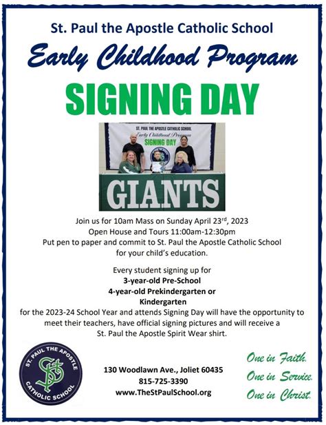 Apr 23 Early Childhood Program Signing Day St Paul The Apostle