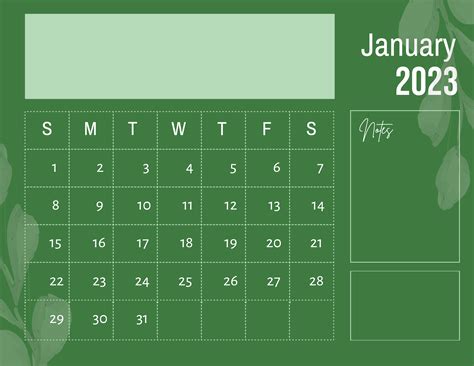 January 2023 Calendar Word Template