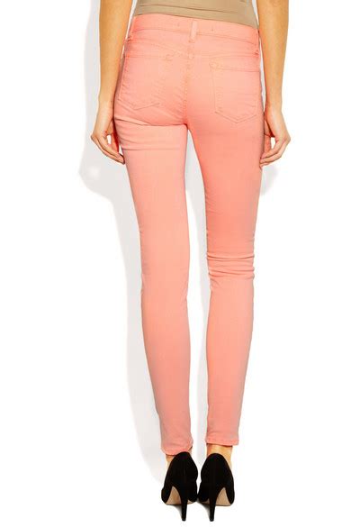 J Brand Neon Mid Rise Twill Skinny Jeans Net A Porter
