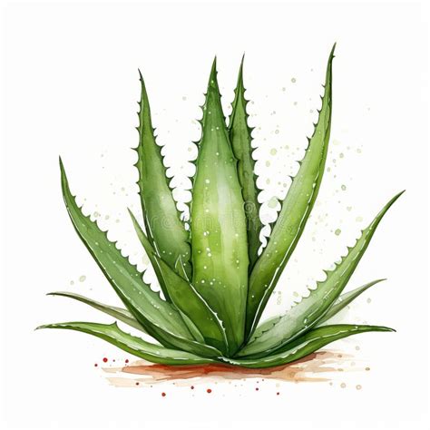 Realistic Watercolor Aloe Vera Leaf Illustration With Clever Humor