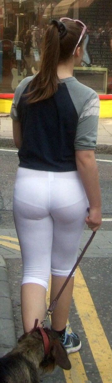 High Definition Visible Panty Line In White Yoga Pants Vpl Leggins Chicas Blanco