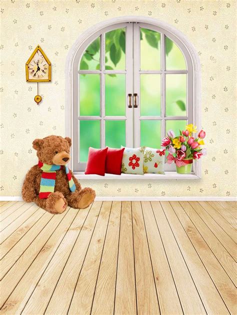 Interior Room Backgrounds For Photo Studio Window Pillows Brown Toy