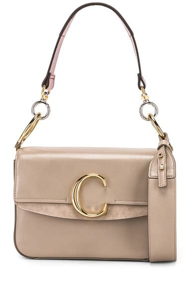 Chloe C Double Carry Bag In Motty Grey Fwrd