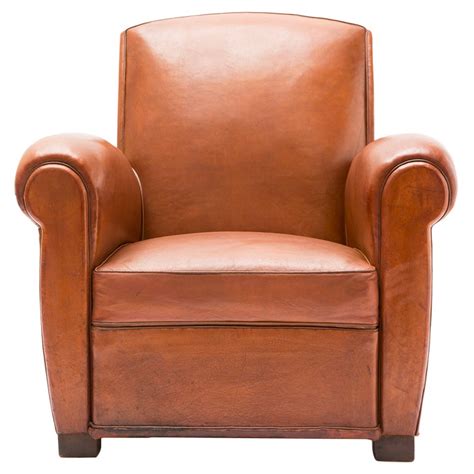 Art Deco Lambskin Leather Club Chair At 1stdibs