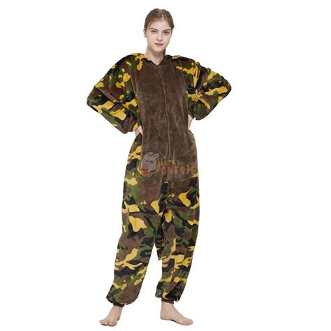 Green Camouflage T Rex Dinosaur Onesie Adult Pajamas Womens And Mens