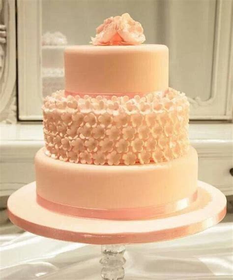 Love The Peach Colour And Flowers Simple Cake Wedding Cake Peach