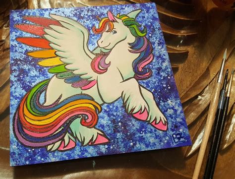 Rainbow Pegasus Original Fantasy Art Pegasus Art Etsy