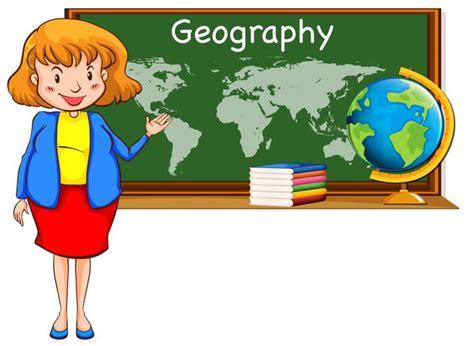 Geography Teacher And World Map On The Board 367270 Vector Art At Vecteezy