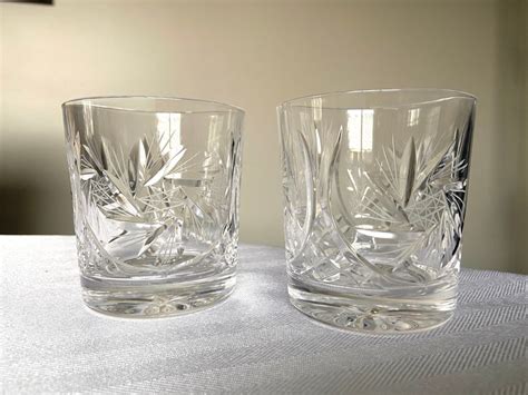 Vintage Pinwheel Crystal Whiskey Rocks Old Fashioned Glasses Etsy